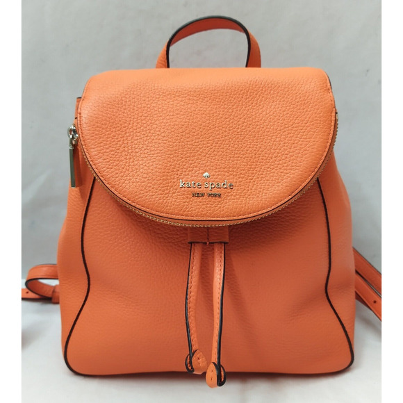 Kate Spade New York Orange Pebbled Leather Zipper Drawstring Top Handle Backpack main image 16